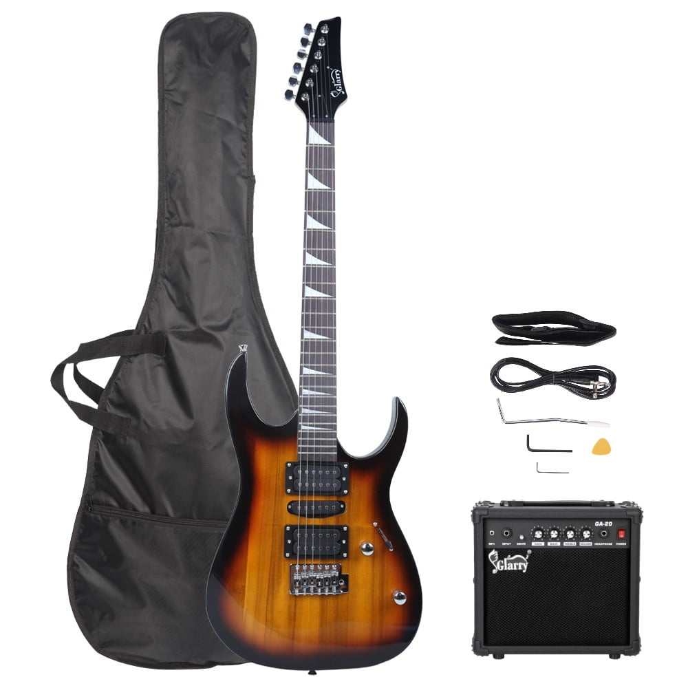 38.6-Inch Beginner Electric Guitar Kit with 20-Watt AMP, H-S-H Pickups, Tremolo Arm, Portable Bag, Shoulder Strap, Cable & Wrench Tool, 6 Strings (Sunset Color)