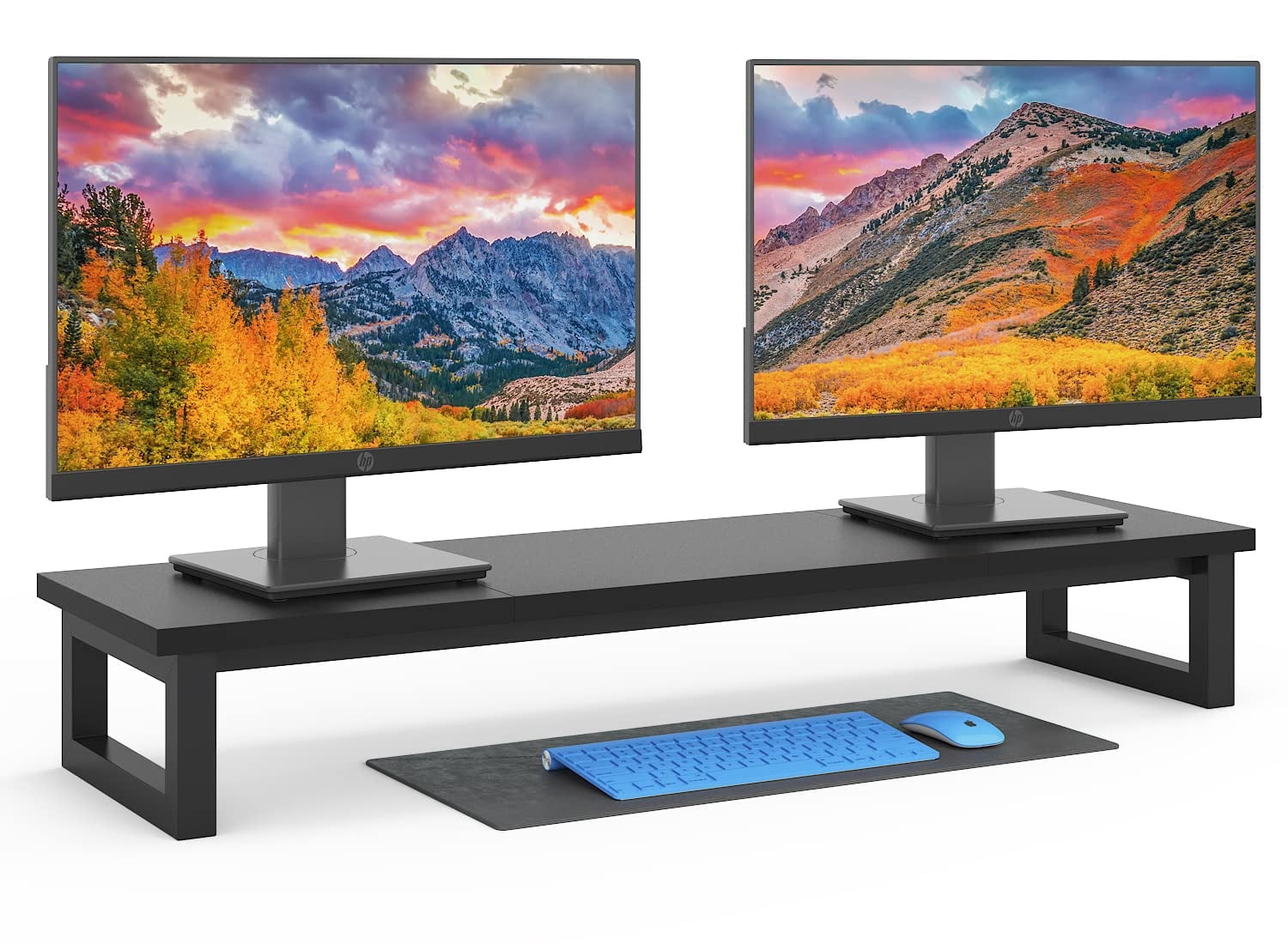 38.6-Inch Wide Monitor Stand Riser with 100 lbs Capacity, Sturdy Wooden Desk Organizer Shelf for Dual Monitors, Laptop, Printer - Home Office & Living Room