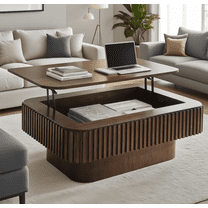 38.6" Lift-Top Walnut Coffee Table with Hidden Storage Design for Living Room, Office or Small Spaces