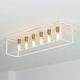 thumbnail image 1 of 38" 6-Light Farmhouse White Rectangle Cage Close to Ceiling Light for Living Dining Room, 1 of 6