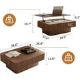 thumbnail image 1 of 38.6" Walnut Fluted Lift Top Coffee Table with Hidden Storage Modern Wooden Living Room Tea Table, 1 of 8