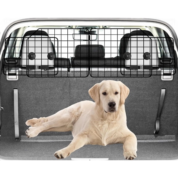 38-63.4 Inches Dog Car Barrier for SUVs, Van, Vehicles, Adjustable Large Pet Barriers, Universal Fit Heavy-Duty Wire Mesh Dog Guard, Foldable Divider Gate for Truck Cargo Area, Safety Car Divider