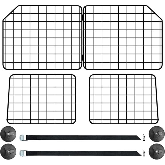 38-63.4 Inches Dog Car Barrier for SUVs, Van, Vehicles, Adjustable Large Pet Barriers, Universal Fit Heavy-Duty Wire Mesh Dog Guard, Foldable Divider Gate for Truck Cargo Area, Safety Car Divider