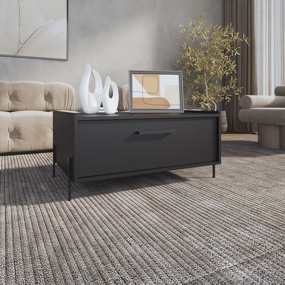 38.7 lb, 15.6-inch Tall, Black - Easy-access Storage with Open Shelf - Living Area - Contemporary and Low-maintenance Table