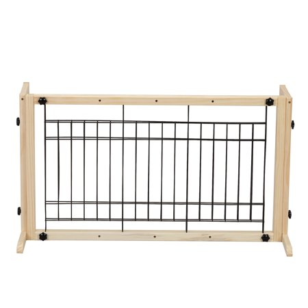 38"-71" Adjustable Freestanding Pet Gate - Natural Wood Design for Doorways and Stairs