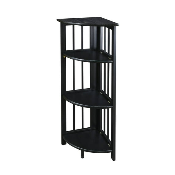 38.75" 4 Shelf Corner Folding Bookcase Black"