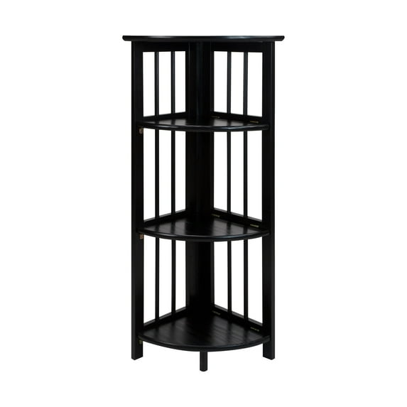 38.75" Folding 4 Tier Corner Shelf Black"