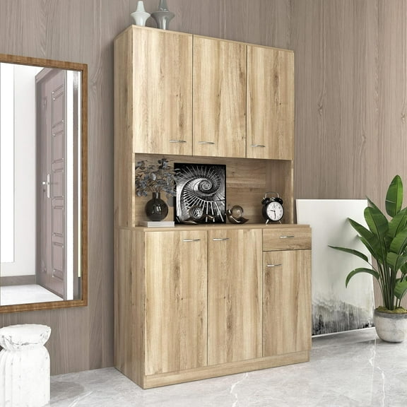 38.98 inch Wide Freestanding Kitchen Pantry Cabinet with 4 Shelves and 1 Drawer