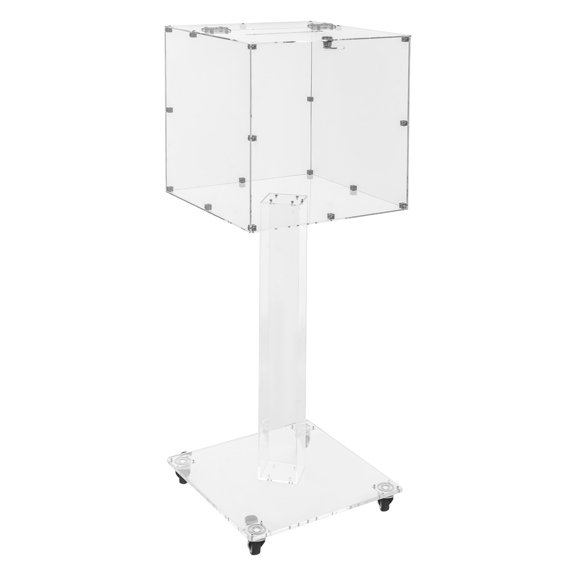 38.98in Height Suggestion Box with Lock and Key, Ballot Box, Floor Standing Donation Box with Wheels