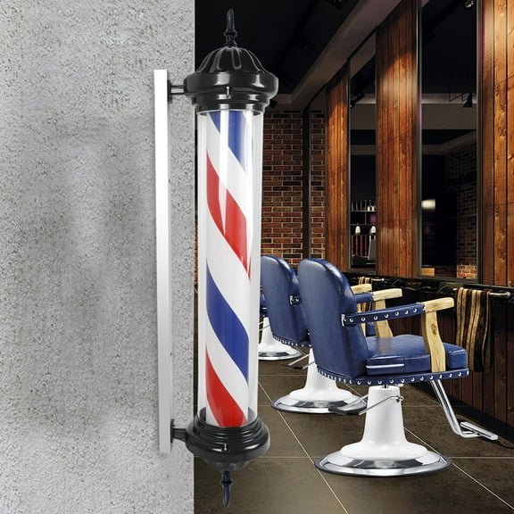 38'' Barber Pole Light, Barber Shop Open Sign, Wall Mount Hair Salon Rotating Red White Blue LED Strips, Waterproof Save Energy
