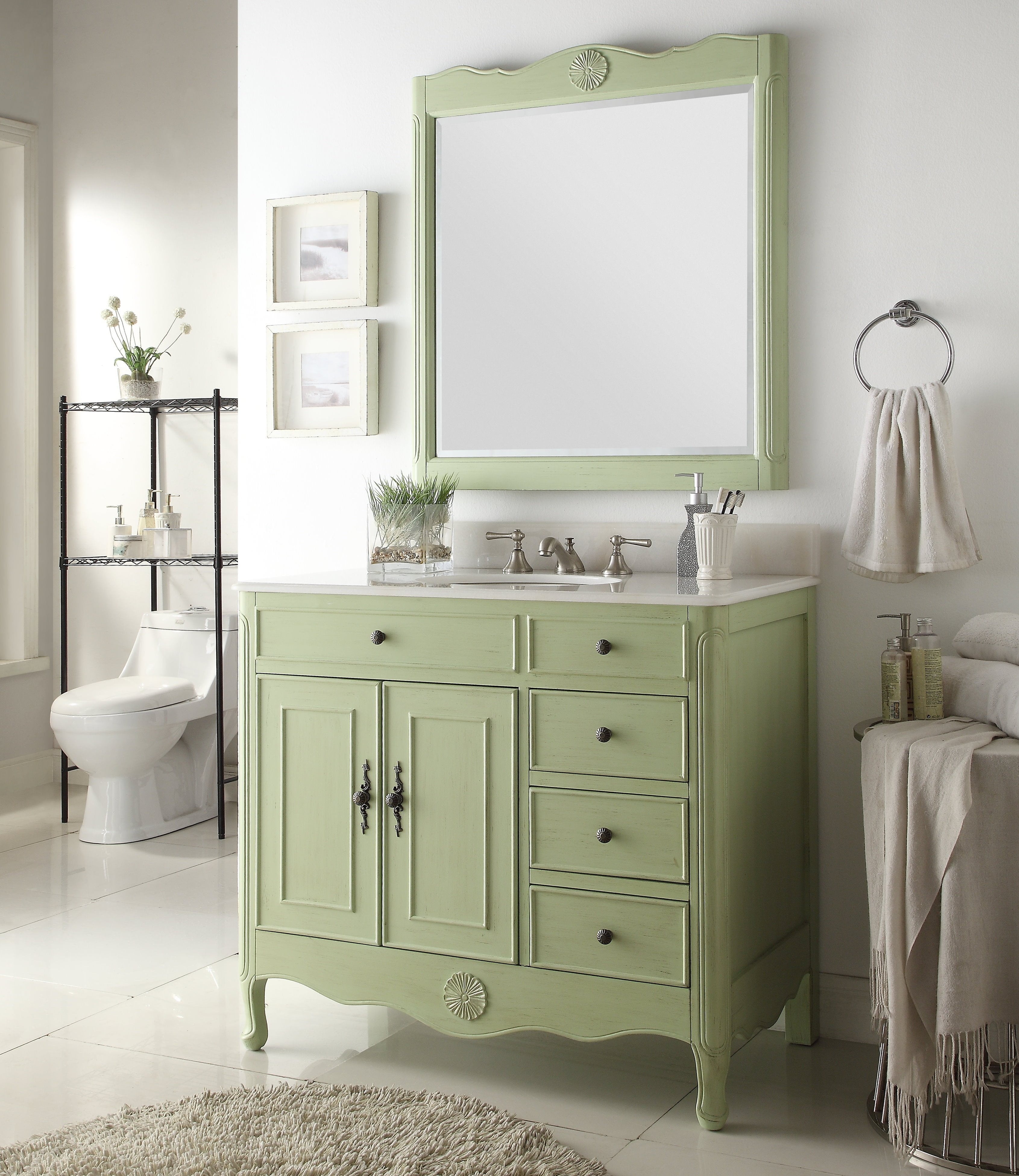 38" Benton Collection Fayetteville Distressed Green Bath Vanity