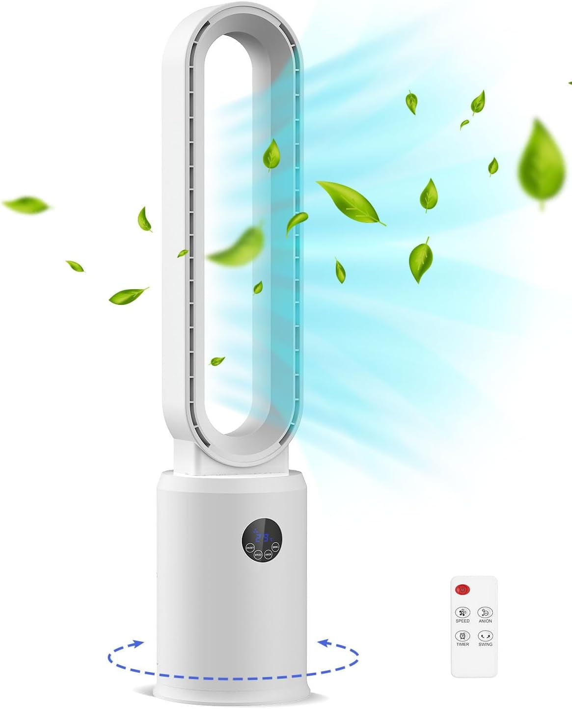 38" Bladeless Fan, Bladeless Tower Fan With Remote, 24 Speeds, 12 Hour Timer 60 Oscillation Easy Clean Quiet Cooling Fan Home Office Bedroom Silver