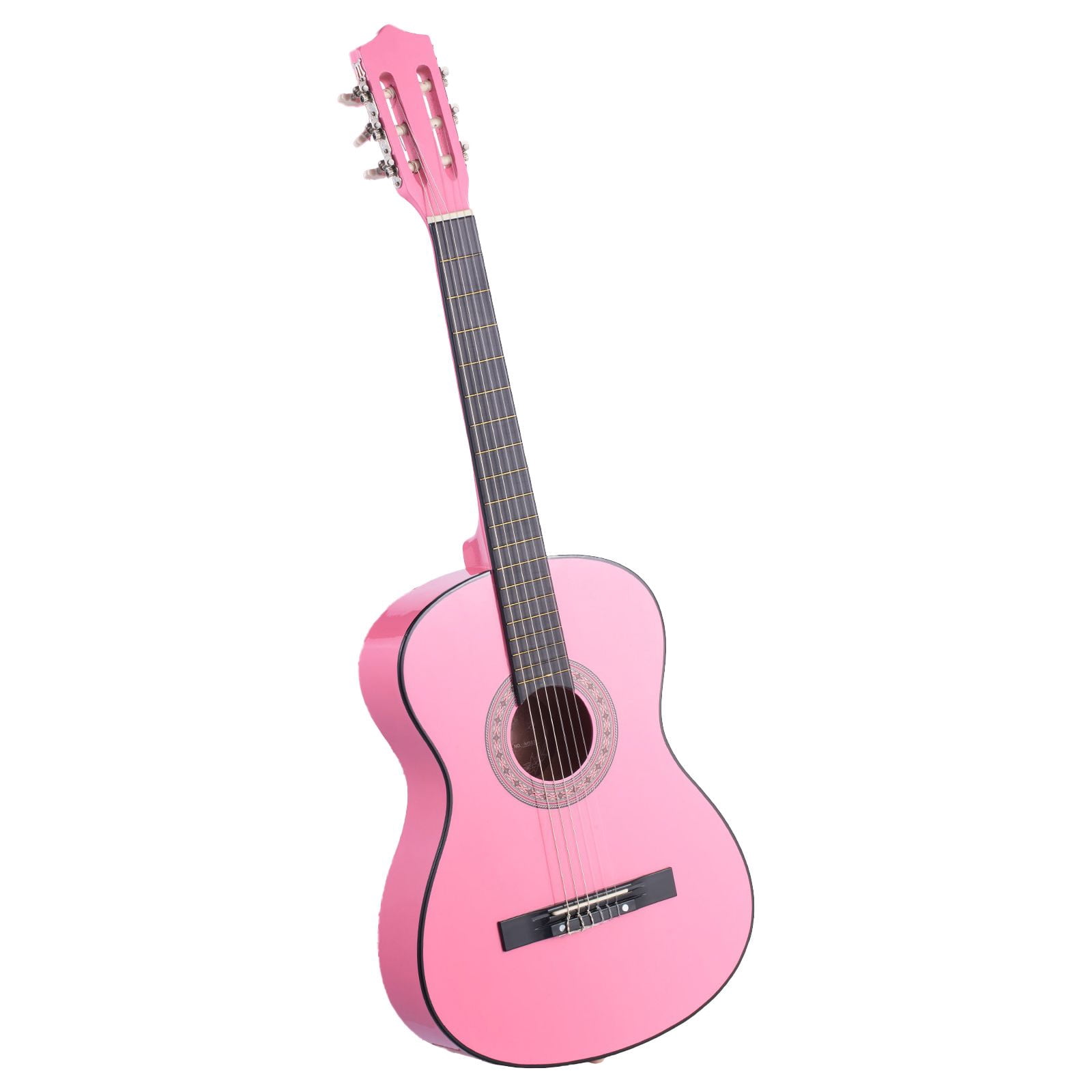 38" Classical Guitar Starter Kit for Beginners, Nylon Strings, Includes Gig Bag, Tuner, Capo, Strap & Picks, Basswood, for Teens Adults, Pink