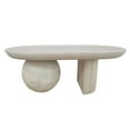 thumbnail image 1 of 38 Inch Coffee Table- Oblong Mango Wood Top with a Modern Ball Leg- Washed White, 1 of 5
