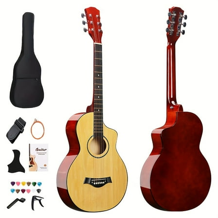 38" Complete Acoustic Guitar Set for Beginners with Bag, Capo, Picks - Ideal Christmas Gift, Multiple Colors