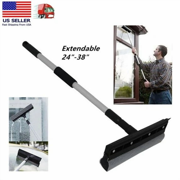38" Extendable Window Squeegee Cleaner Long Handle Car Cleaning Window Glass