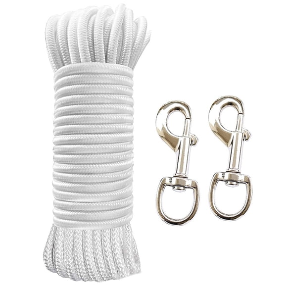 38 Feet Flag Pole Halyard Rope Clips Kit Snap Hooks Tie Pull Swing 11.5m Black