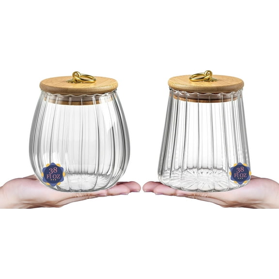 Srgeilzati Petal Glass Durable Airtight Food Storage Jar, Clear