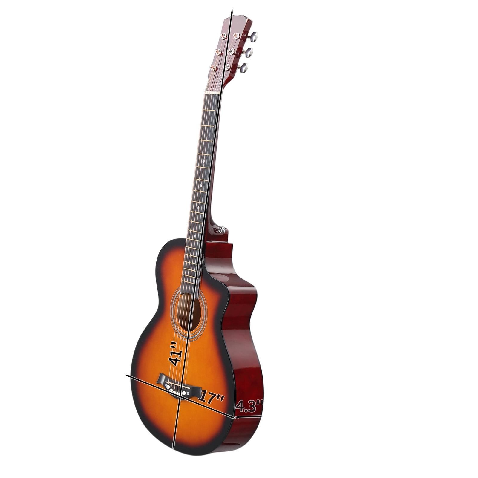38-Inch Acoustic Guitar, JF Folk Body, Basswood Construction, 6 Steel Strings, 21 Frets, Beginner Starter Set with Gig Bag, Strap, Picks, Capo and Tuner