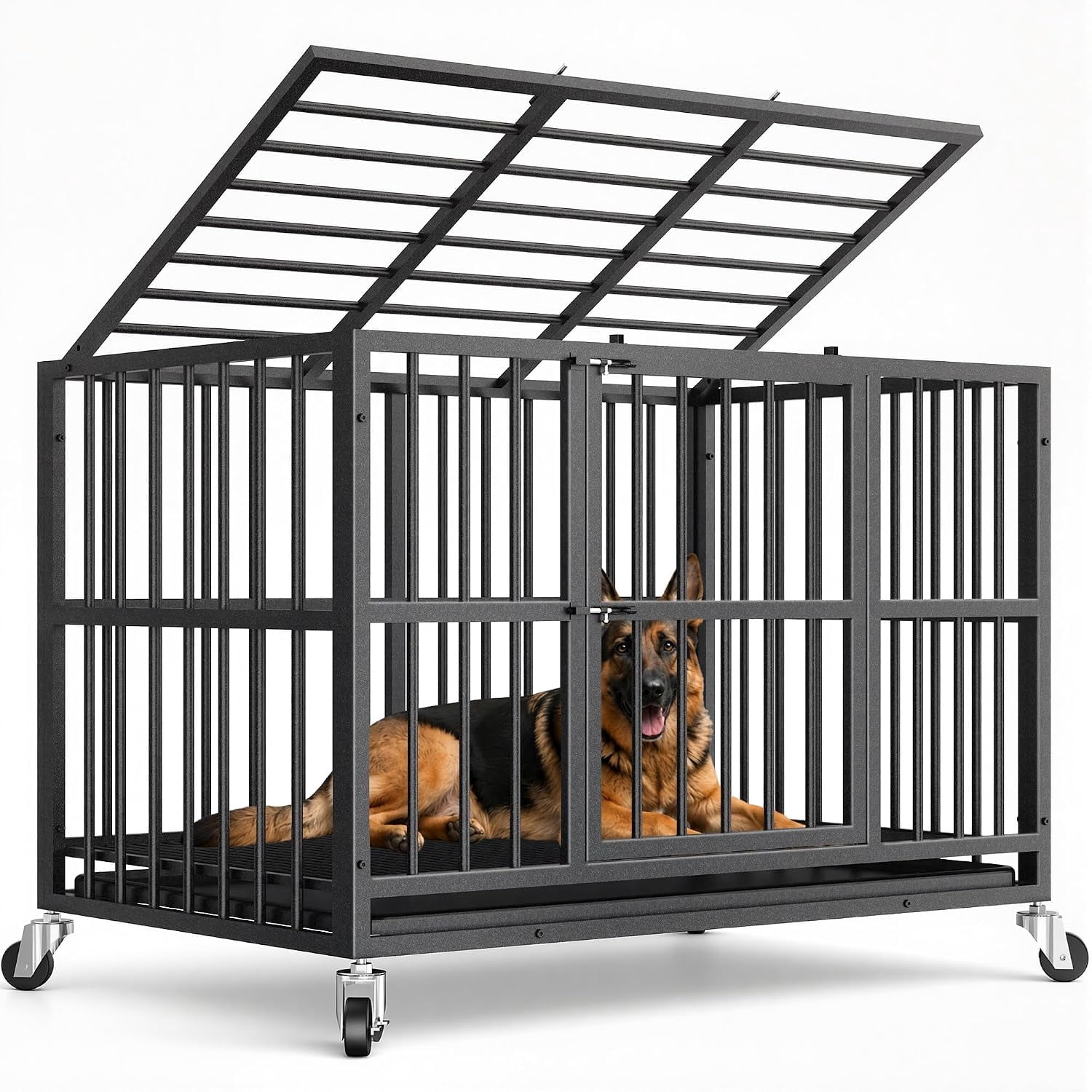 38 Inch Heavy Duty Dog Crate for Small Dogs, Escape Proof, Black ...