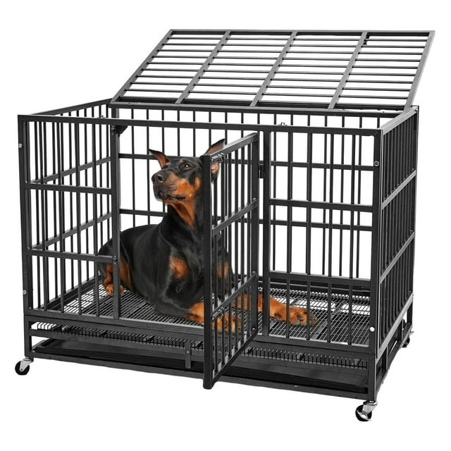 38 Inch Heavy Duty EscapeProof Dog Crate Indestructible Double Door