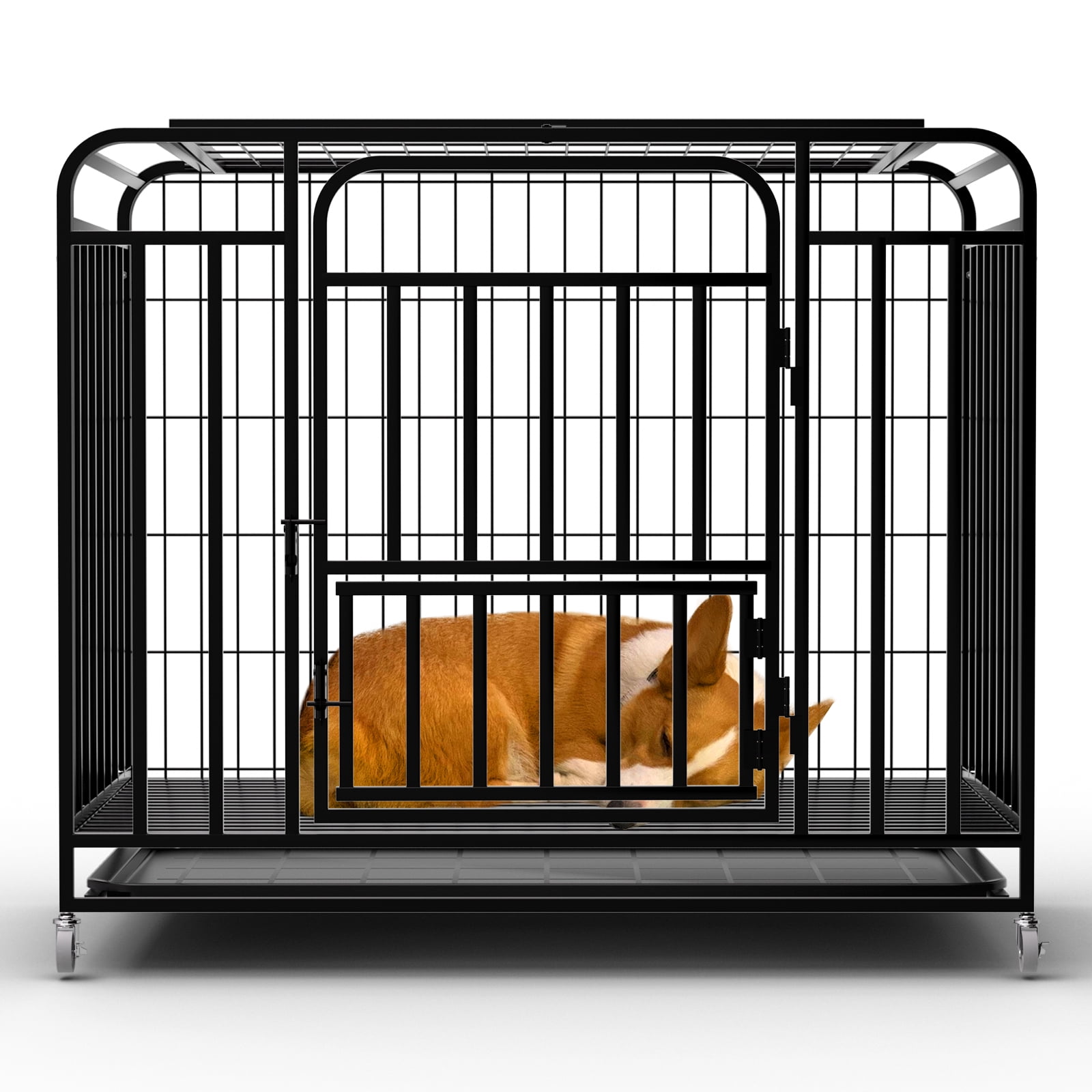 38 Inch Heavy Duty Indestructible Dog Crate, Dog Kennel, Dog Crate Cage with 4 Lockable Wheels,for Indoor,Outdoor