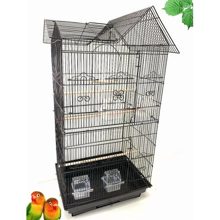 38" LARGE Double Roof Top Flight Bird House Cage for Cockatiels Sun Parakeets Green Cheek Conures Aviary Budgie Finch Lovebird Canary Pet Bird Travel Cage