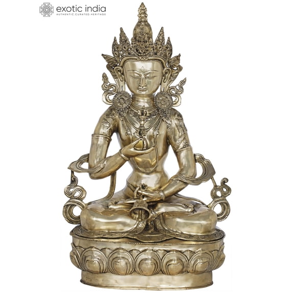 Vajrasattva Sixth Dhyani Buddha Brass Sculpture - Enlightenment Path Handmade Statue