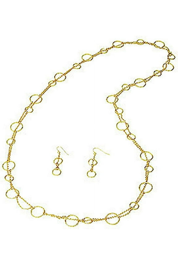 38" Long Gold Chain Multi Loops NE+ER Set - Gold - NE-CQN2257