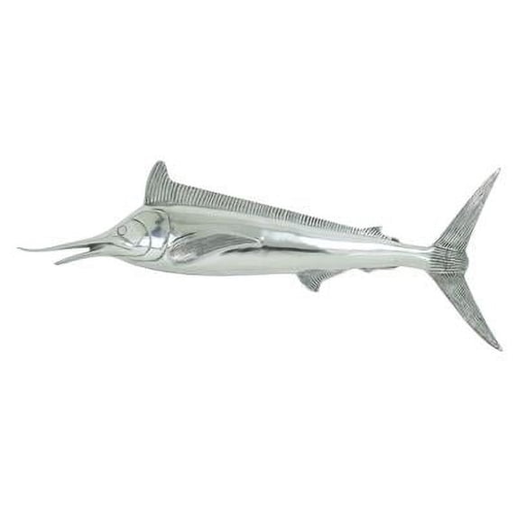 38" Long Marlin Wall Sculpture - Polished Aluminum Nautical Wall Decor