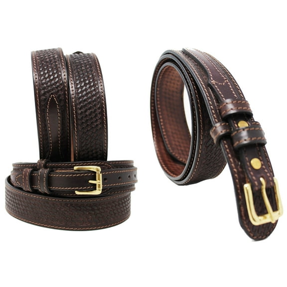 38 Men's 1 1/2" Wide Floral Tooled Leather Casual Jean Ranger Belt 26RAA90BRN