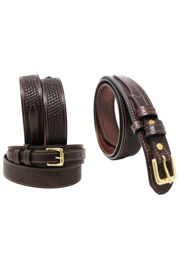 38 Men's 1 1/2" Wide Floral Tooled Leather Casual Jean Ranger Belt 26RAA90BRN