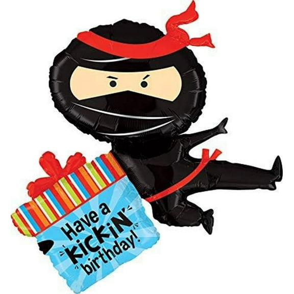 38" NINJA Have a Kickin' BIRTHDAY Foil Balloon