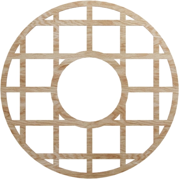38"OD x 13 3/4"ID x 3/8"T O'Neal Wood Fretwork Pierced Ceiling Medallion, Red Oak