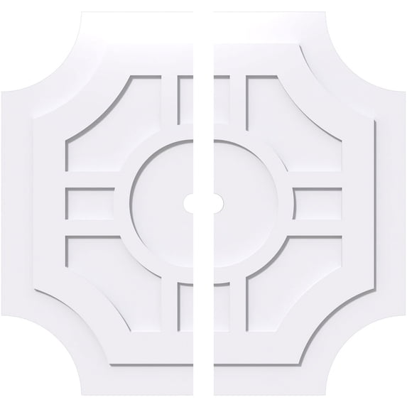 38"OD x 2"ID x 12 1/2"C x 1"P Haus Architectural Grade PVC Contemporary Ceiling Medallion, Two Piece
