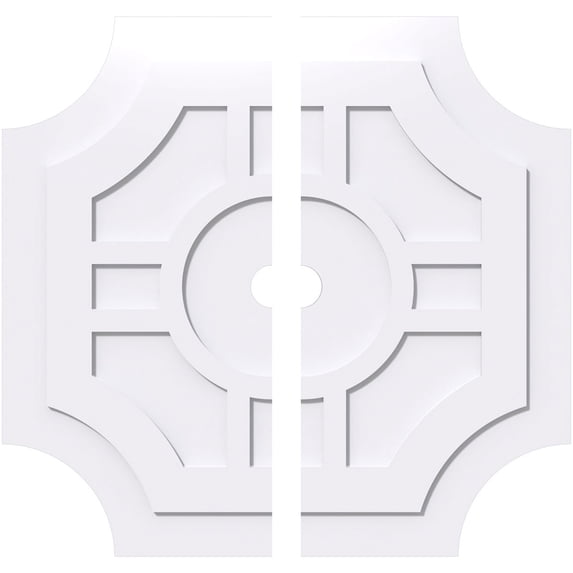 38"OD x 3"ID x 12 1/2"C x 1"P Haus Architectural Grade PVC Contemporary Ceiling Medallion, Two Piece