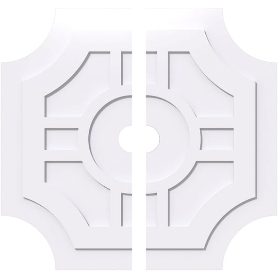 38"OD x 4"ID x 12 1/2"C x 1"P Haus Architectural Grade PVC Contemporary Ceiling Medallion, Two Piece