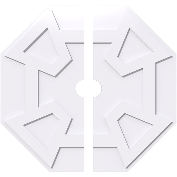 38"OD x 4"ID x 13 1/4"C x 1"P Logan Architectural Grade PVC Contemporary Ceiling Medallion, Two Piece