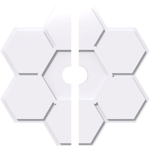 38"OD x 5"ID x 13 1/4"C x 1"P Daisy Architectural Grade PVC Contemporary Ceiling Medallion, Two Piece
