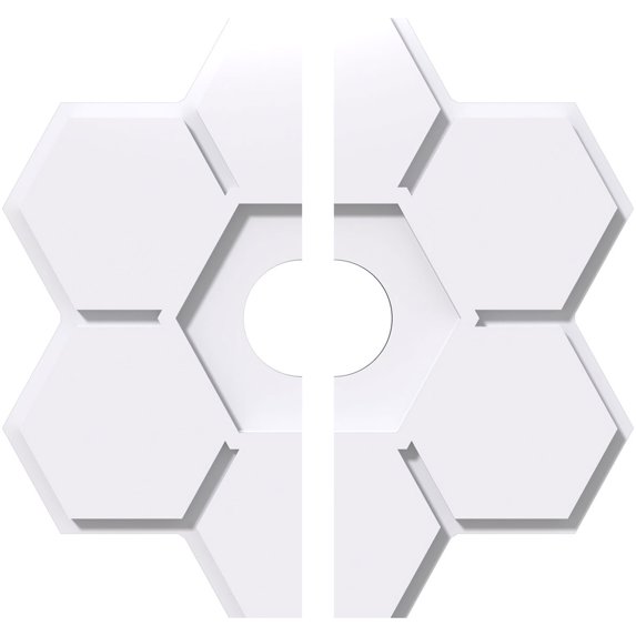 38"OD x 7"ID x 13 1/4"C x 1"P Daisy Architectural Grade PVC Contemporary Ceiling Medallion, Two Piece