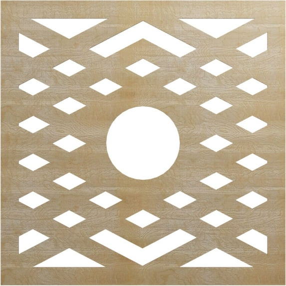 38"OD x 9 7/8"ID x 3/8"T Chevron Wood Fretwork Pierced Ceiling Medallion, Birch