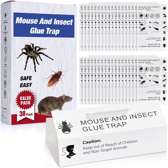 38 Pack Glue Traps for Mice Ant Snake Rats@, Sticky Pest Control Adhesive Tray for Catching, Sesame Oil Scent Non Toxic Pre-Baited Glue Boards Indoor Home, Mouse & Bugs Roach Spider Insect Traps#!