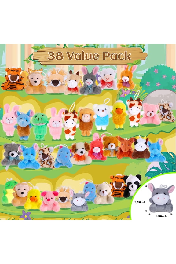 38 Pack Mini Stuffed Animals, Small Stuffed Animals Bulk, Plush Bulk Keychain for Kids, Classroom Treasure Box, Claw Machine Toy, Easter Basket Stuffers, Carnival Prizes Gift