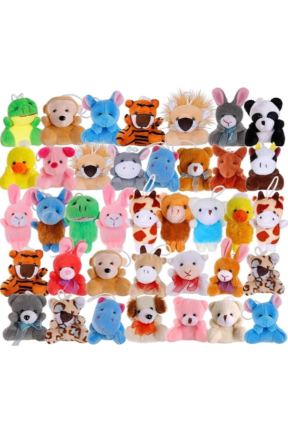 38 Pack Mini Stuffed Animals, Small Stuffed Animals Bulk, Plush Bulk Keychain for Kids, Kindergarten Graduation Gifts Classroom Treasure Box, Claw Machine Toy Carnival Prizes