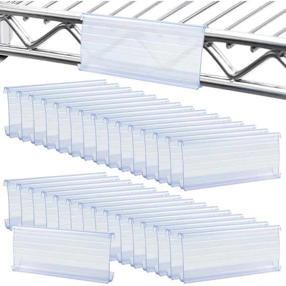 38 Pack Wire Shelf Label Holder, 3 inch Shelf Labels, Shelf Clips for Metal Shelving(Paper Insert Not Included)