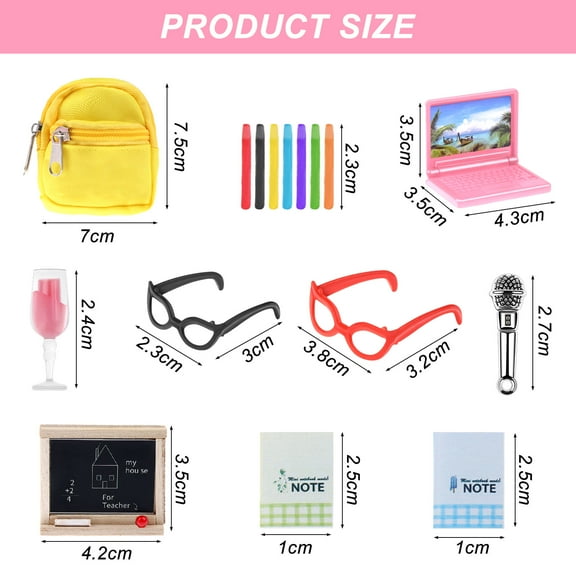 38 Pcs Doll Accessories Includes Mini Doll Backpacks Simulation Miniature Laptop