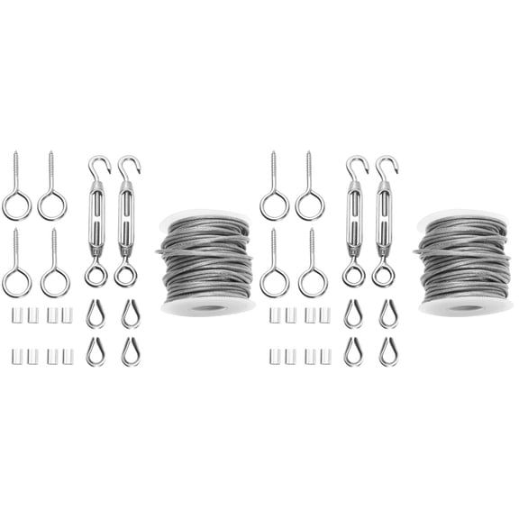 38 Pcs Eyelet Hooks Light Guide Wire Stainless Steel Rope 304