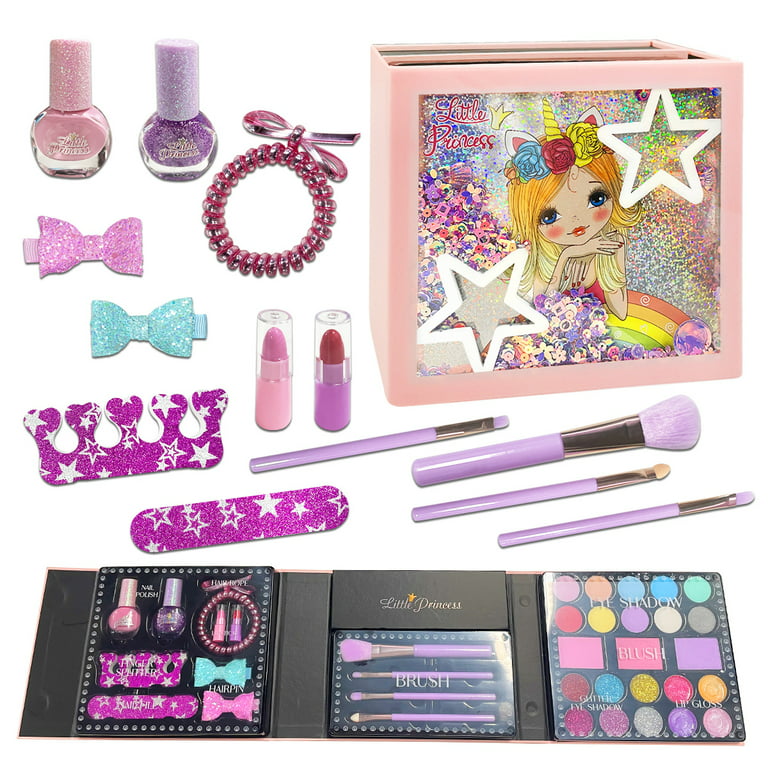 Super Joy Kids Makeup Kit for Girls, Real Washable Makeup Set for Girls, Girl Toys Princess Play Makeup Kit with Cosmetic Case Birthday Gifts for
