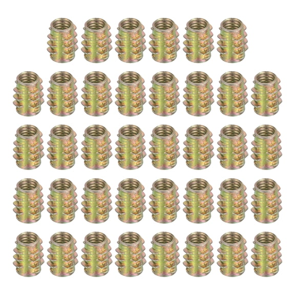 38 Pcs Threaded Inserts for Wood, Zinc Alloy M6 Hex-Flush Thread Inserts Nuts 10.5mm Length
