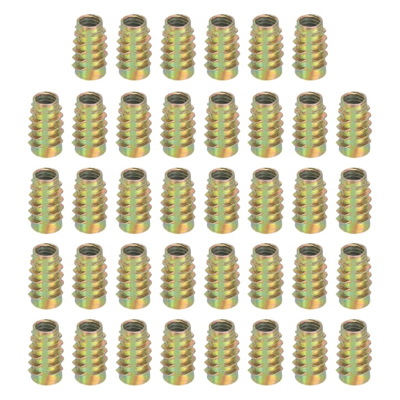 38 Pcs Threaded Inserts for Wood, Zinc Alloy M6 Hex-Flush Thread Inserts Nuts 16mm Length